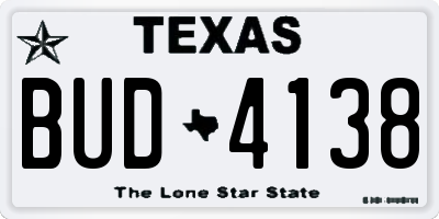 TX license plate BUD4138