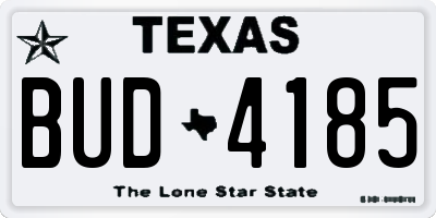 TX license plate BUD4185