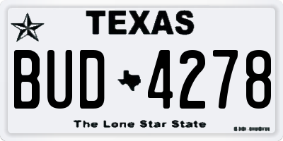 TX license plate BUD4278