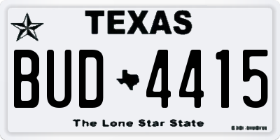 TX license plate BUD4415