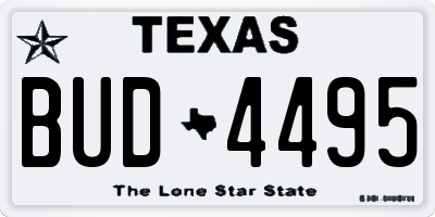 TX license plate BUD4495