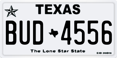 TX license plate BUD4556