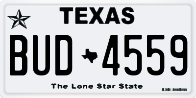TX license plate BUD4559