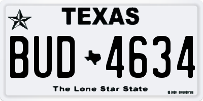 TX license plate BUD4634