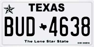 TX license plate BUD4638
