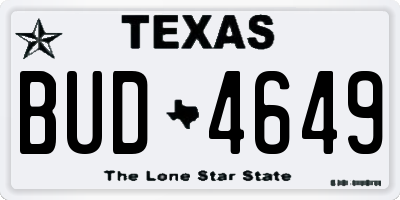 TX license plate BUD4649