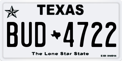 TX license plate BUD4722