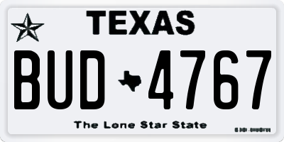 TX license plate BUD4767