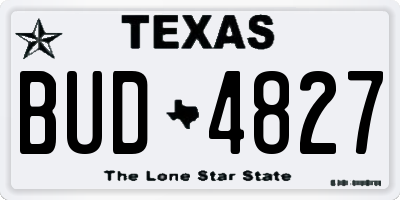 TX license plate BUD4827
