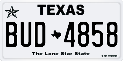 TX license plate BUD4858