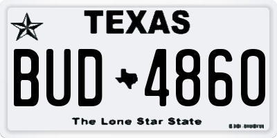 TX license plate BUD4860