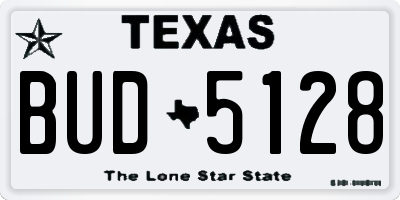 TX license plate BUD5128