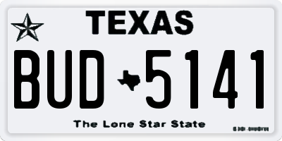 TX license plate BUD5141