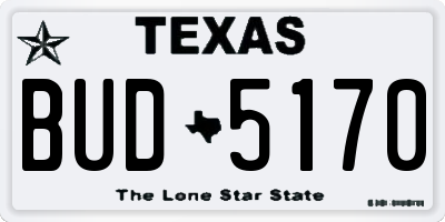 TX license plate BUD5170