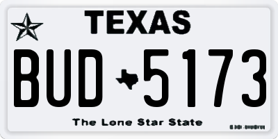 TX license plate BUD5173