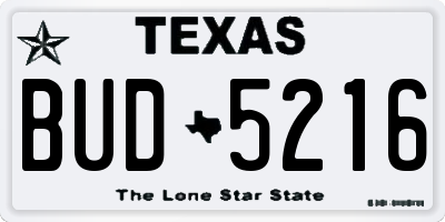 TX license plate BUD5216