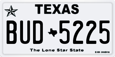 TX license plate BUD5225