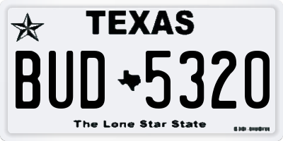 TX license plate BUD5320