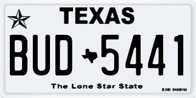 TX license plate BUD5441