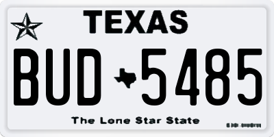 TX license plate BUD5485