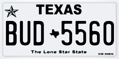 TX license plate BUD5560