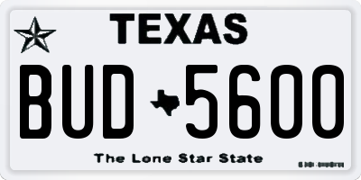 TX license plate BUD5600