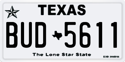 TX license plate BUD5611