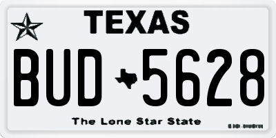 TX license plate BUD5628