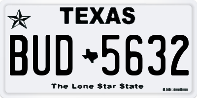 TX license plate BUD5632