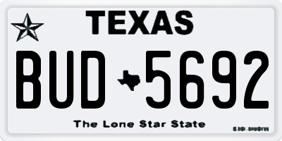 TX license plate BUD5692