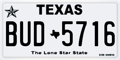 TX license plate BUD5716