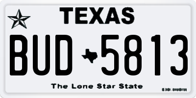 TX license plate BUD5813