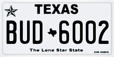 TX license plate BUD6002