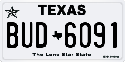 TX license plate BUD6091