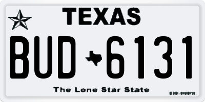 TX license plate BUD6131