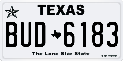 TX license plate BUD6183