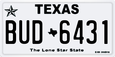 TX license plate BUD6431
