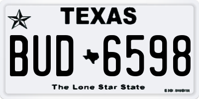 TX license plate BUD6598
