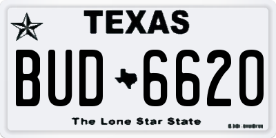 TX license plate BUD6620
