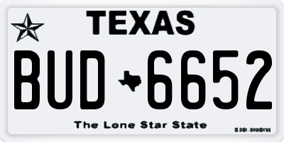 TX license plate BUD6652