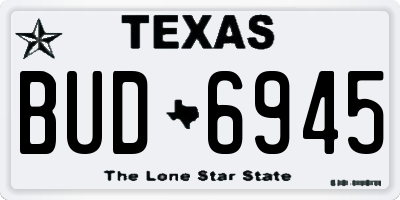 TX license plate BUD6945