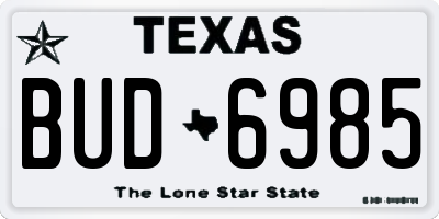 TX license plate BUD6985