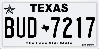 TX license plate BUD7217