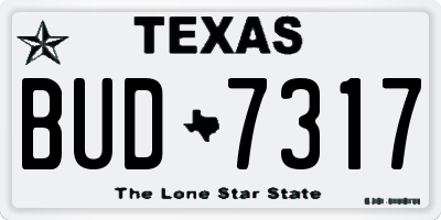 TX license plate BUD7317