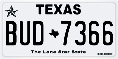 TX license plate BUD7366