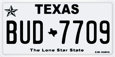TX license plate BUD7709