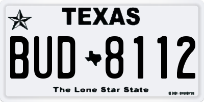 TX license plate BUD8112