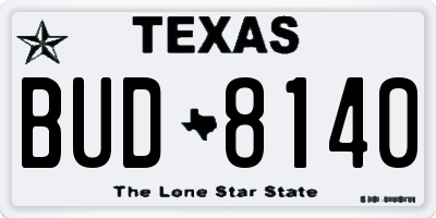TX license plate BUD8140