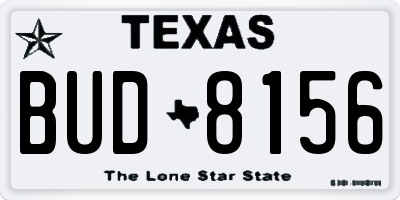 TX license plate BUD8156