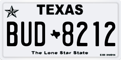 TX license plate BUD8212